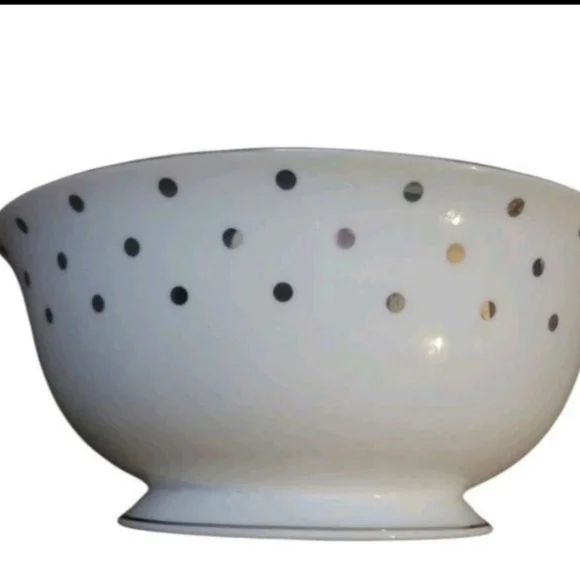 NWOT Kate Spade New York Lenox Larabee Road Silver Dots White Bowl Discontinued - Picture 2 of 7